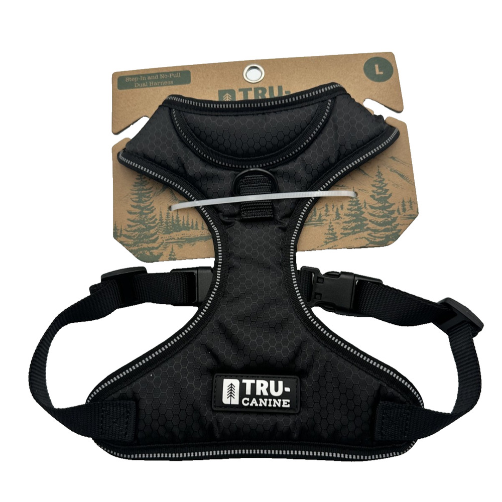 Tru-Canine Designer Step-In No Pull Dual Harness Size: L Choose Black/ Navy Blue